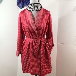Vintage luxury Diamond Tea deep pink wrap robe